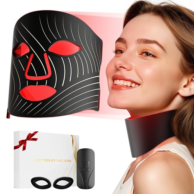 Red Light Therapy for Face,LED Face Mask Light Therapy,USB C Rechargeable,Infrared Light Therapy Mask LED Silicone Mask