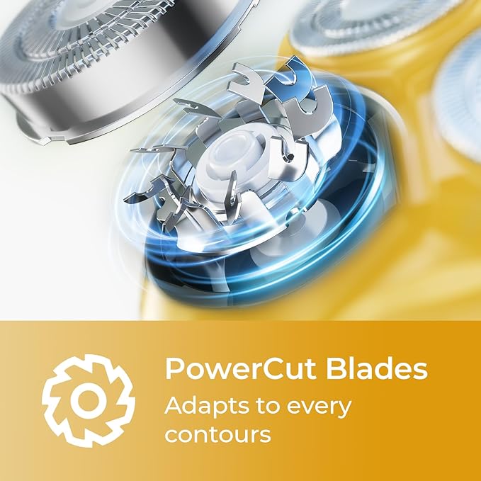 Rechargeable Electric Razor for Men: 3-in-1 Shaver for Beard/Nose/Sideburns - IPX7 Waterproof Travel Kit - Turbo Speed & Precision Blades,Cyber Yellow