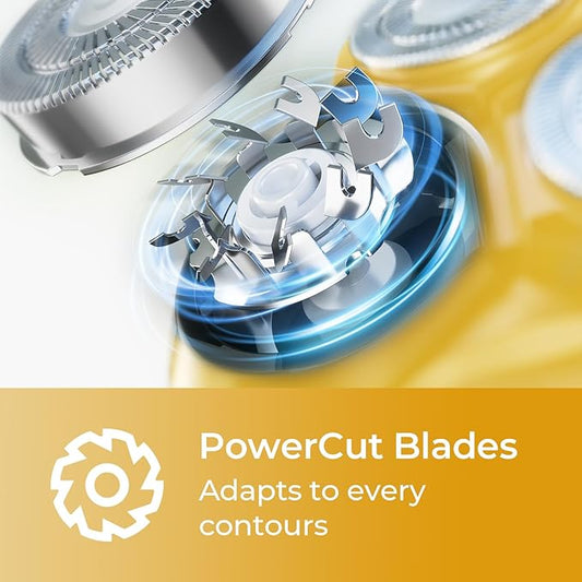 Rechargeable Electric Razor for Men: 3-in-1 Shaver for Beard/Nose/Sideburns - IPX7 Waterproof Travel Kit - Turbo Speed & Precision Blades,Cyber Yellow