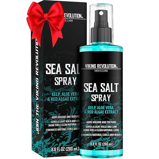 Viking Revolution Sea Salt Spray for Men - Hair Texturizing Spray with Kelp, Aloe Vera and Red Algae Extract - Surf Sprays to Add Volume and Texture for Men and Women Beach Hair - 8.8oz