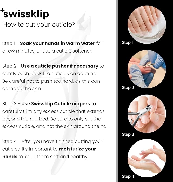 Swissklip Cuticle Trimmer, Cuticle Remover, White Elephant gifts, Cuticle Nippers, Cutter, Nail Nipper used along with Cuticle Pusher Tool, Nail Cuticle Trimmer