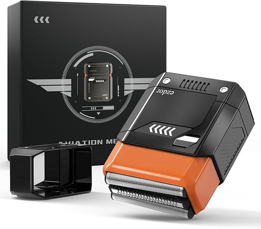 Electric Razor for Men, Mini Foil Shaver with 3-Blade, USB-C Rechargeable Waterproof Cordless Metal Shaver with Travel Case