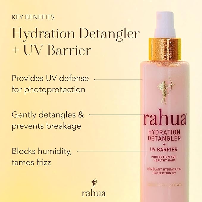 Rahua Hydration Detangler Spray + UV Barrier, Vegan Leave In Hair Spray, Conditioner for Added Shine, Damage Protection, Humidity & Frizz Control, Oil, Morete & Mango, All Hair Types, 6.5 Fl Oz