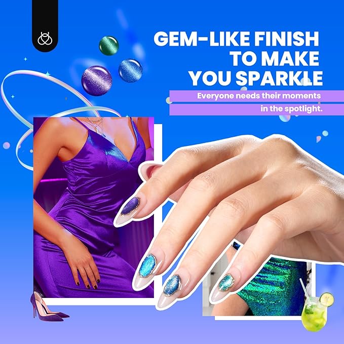 Beetles Cat Eye Gel Nail Polish Set - 20 Colors Nude Pink Green Blue Purple Brown Black Cat Eye Nail Polish Kit with Magnet Base Coat Glossy Matte Top Coat Soak Off UV Salon DIY Gift for Women