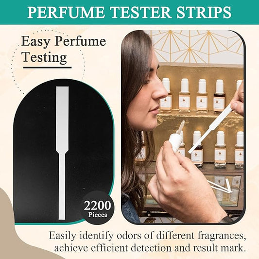 2200 Pieces Perfume Tester Strips - Perfume Blotter Essential Oils Paper Test Strips -Premium Fragrance Tester Strips for Scent Evaluation - Fragrance Strips for Aromatherapy & Spice Oils (White)
