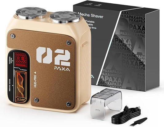 PAXA Mini Electric Shaver for Men,9000RPM Electric Razor for Men,Magnetic Dual-Head Rotary Pocket Shaver IPX7 Waterproof Wet & Dry for Shaving Face,USB-C Rechargeable for Home,Car,Travel(Yellow)