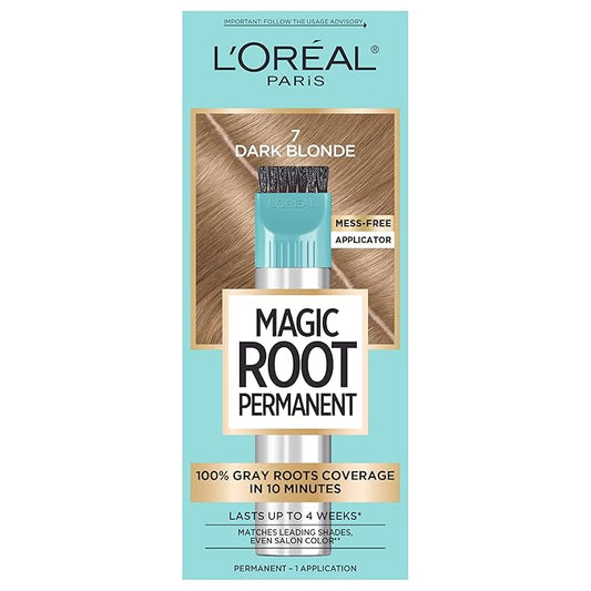 L'Oreal Paris Magic Root Rescue 10 Minute Root Hair Coloring Kit, Permanent Hair Color with Quick Precision Applicator, 100 percent Gray Coverage, 7 Dark Blonde, 1 kit (Packaging May Vary)