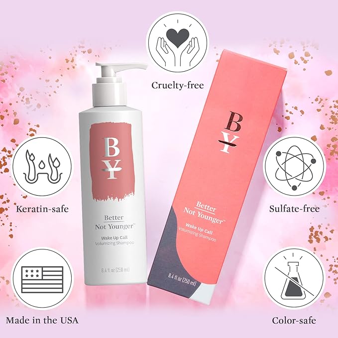 Better Not Younger Wake Up Call Volumizing Biotin Shampoo 8.4 fl oz – Designed for Women Over 40 with Thinning Hair - Volumizes, Lifts & Nourishes - Sulfate Free, Color - Safe Shampoo for Fine Hair.