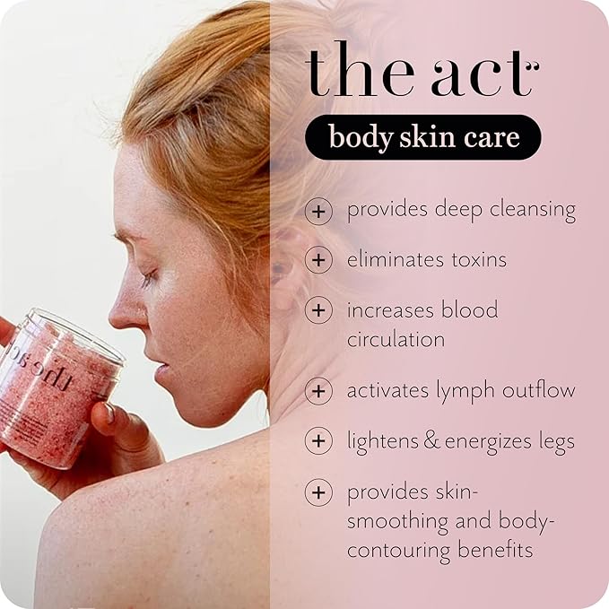 THE ACT Detox Organic Body Scrub with Himalayan & Sea Salt - Anti Cellulite Nourishing Restores Cleanser Scrubs for Legs, Feet, Hands - Gifts for Women Men, Home Spa Care, Vegan (10.58 Oz, Grapefruit)