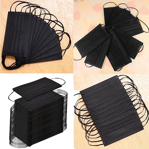 NNPCBT 500PCS 3 ply black disposable masks filter mask