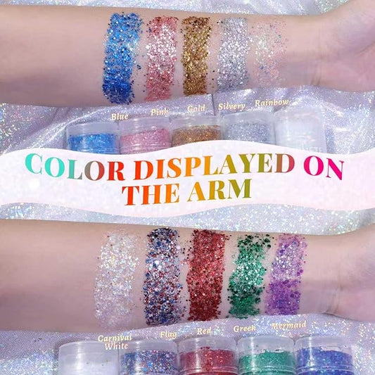 Mermaid Face and Body Glitter Stick for Sparkling Makeup, Hair Glitter Accessories for Women, Highlighting Stick for Fairy Dust Makeup, Cheerful Face Glitter for Festive Parties and Carnivals