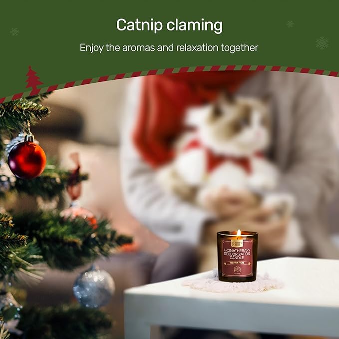 Odor Eliminating Candle, Berry Rum Scented Candle, Pet-Friendly Soy Candles for Christmas, 60 Hours, 7 oz