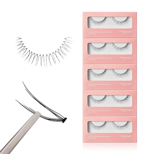 EYEME Cutting Eyelash NO.V36 – 5 Set Pack, Flexible Wispy Cluster Lashes for a Soft & Natural Look, Short Front Design for a Subtle & Innocent Eye Effect, Customizable & Comfortable Fit, K-Beauty