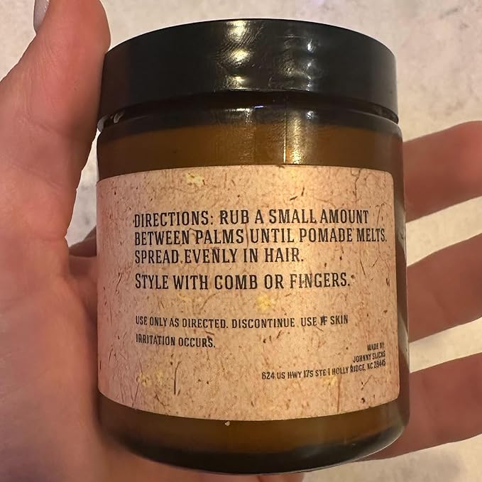 Johnny Slicks Water Based Pomade | Strong Hold, High Shine, Organic Styling for Men | Promotes Healthy Hair Growth & Helps Hydrate Dry Skin (Original, 4 Ounce) US Made, Veteran Owned