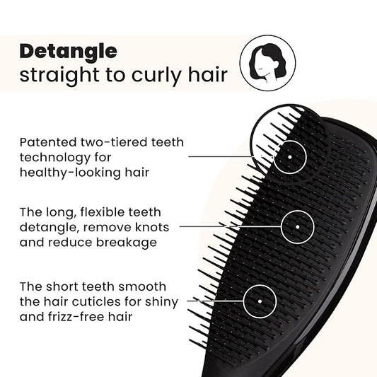 Tangle Teezer Ultimate Detangler Brush for Wet & Dry Hair, Eliminates Knots & Reduces Breakage for All Hair Types, Liquorice Black
