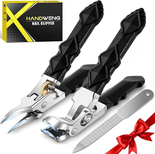 Toenail Clippers for Thick Toenails, Angled Head Large Toe Nail Clippers for Thick Nails for Men, Heavy Duty Slanted Nail Clippers with Wide Jaw, Ingrown Toenail Clippers with Long Handle