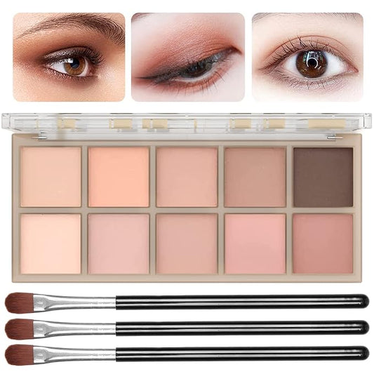 10 Colors Eyeshadow Palette - Light Beige Nude Pink Ivory Naked Eye Shadow Makeup,High Pigmented, Naturing-Looking, Neutral Smokey, Long Lasting High Pigment Matte Eyeshadow for Older Women (Milk Tea)