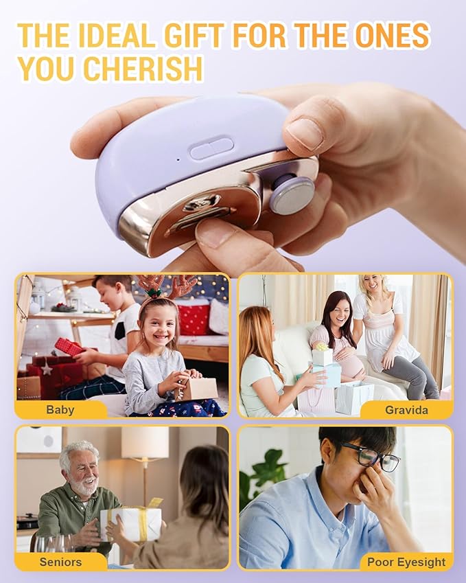 3 in 1 Automatic Electric Nail Clipper, 2025 New Electric Toe Nail Clippers with Polishing for Seniors Adults Baby, Automatic Electric Nail Clippers Nail File with LED Light & Storage Box (Purple)