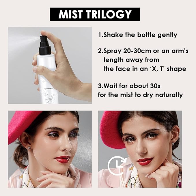 2PCS Makeup Setting Spray Set, Face, Weightless, Long Lasting, Waterproof, Fixing, Smudge-proof, Hydrating & Refreshing, All Skin Types