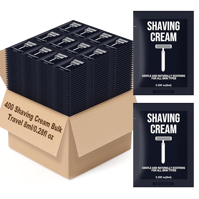 Travel Shaving Cream Bulk for Men 8ml/0.28fl oz,Disposable Shaving Cream in Bulk Individual Travel Shave Cream for Hotel Homeless Charity Home Nursing(jasmine,pack of 400)