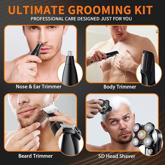 Head Shavers Bald Men& Manscape Body Hair Trimmer Kit,Waterproof Head Shaver for Bald Men with Body Hair Trimmer for Groin/Pubic/Balls, USB-C Rechargeable with LED Display