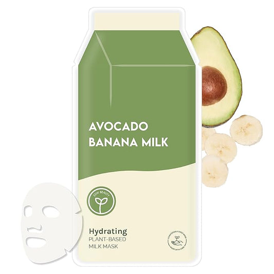 ESW Beauty Avocado Banana Milk - Hydrating Plant-Based Milk Face Mask - Moisturizing with Avocado & Banana for Dry, Sensitive & Combination Skin - Deep Hydration & Suppleness