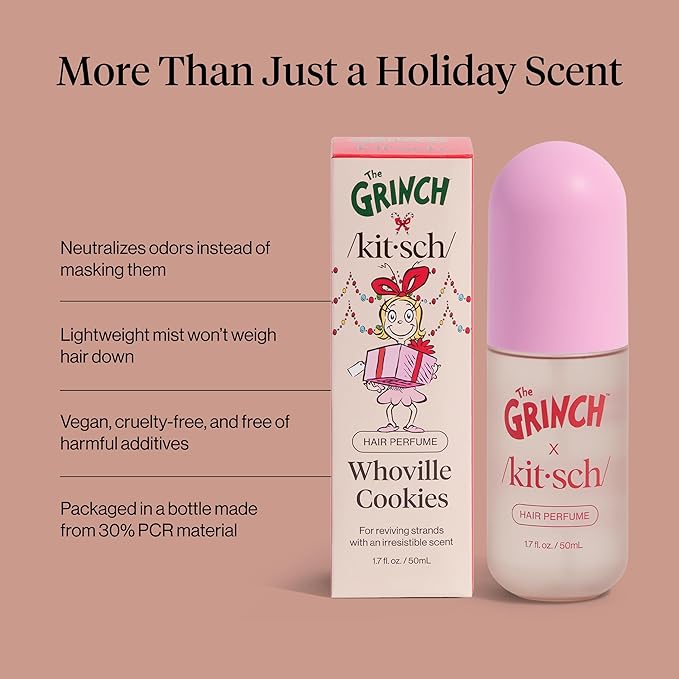 Kitsch Hair Perfume for Women - Clean, Deodorizing & Patented Odor-Eliminating Technology Hair Spray & Body Mist - Freshen Hair, Body & Pillows - Warm Cookie-Scented Hug - 50mL