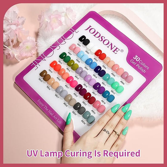 JODSONE 30 Colors Gel Nail Polish Set Same Color Same Bottles 6 PCS of Functional Gel Polish
