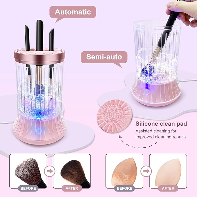 GKZ Electric Brush Cleaner Machine, High Speed Fast Cleaning Plug-in Power Brush Cleaner Ideal for Makeup Brushes & Sponges – Perfect for Home & Professional Use