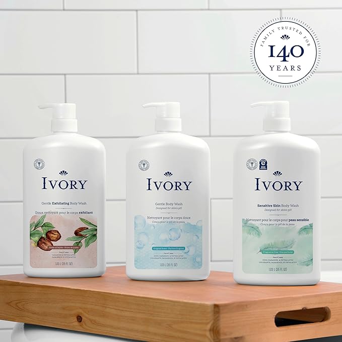 Ivory Body Wash, Designed for the Whole Family, Gentle Formula, Free of Heavy Perfumes Parabens Phthalates & Silicones, Jojoba Scent, 35 oz
