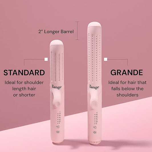 L'ANGE HAIR Le Duo Standard 360° Airflow Styler | 2-in-1 Curling Wand & Titanium Flat Iron Hair Straightener | Professional Hair Curler with Cooling Air Vents | Dual Voltage & Adjustable Temp (Blush)