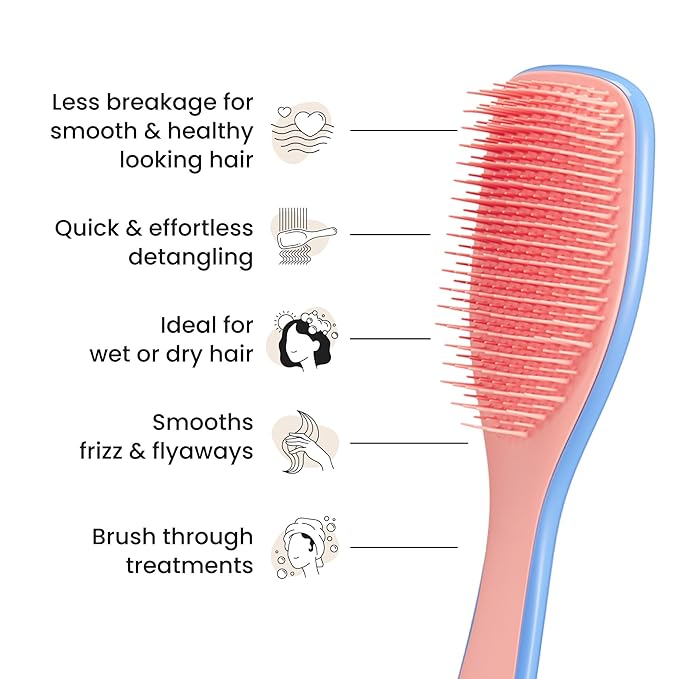 Tangle Teezer Ultimate Detangler Brush for Wet & Dry Hair, Eliminates Knots & Reduces Breakage for All Hair Types, Apricot Blaze
