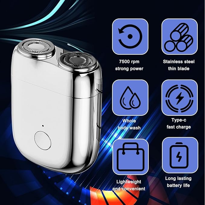 New Model Mini Dual-Head Electric Shaver, Dual Head Shaver, 2025 New Upgrade Pocket Shaver Mini Shavers for Men, Washable Double Head Razor (Orange)