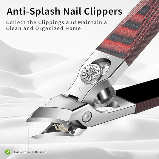 Slant Head Stainless Steel Nail Clipper for Ingrown Nail Care with G10 Handle, Edgy Toenail Clipper for Podiatrist and Elder Users, Angled Nail Trimmer with Safe Lock(Straight Red B)