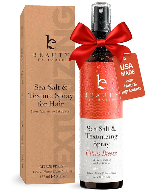 Beauty by Earth Sea Salt Spray for Men & Women - Texture Hair Spray for Adding Volume & Beachy Waves, USA Made with Organic Ingredients