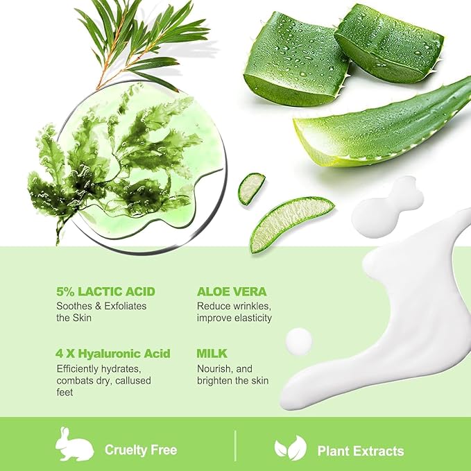 JVR Foot Peel Mask - 3 Pairs - Exfoliating Peeling Callus Remover, Repairs Cracked Heels & Dry Skin, for Smoother and Softer Feet (Aloe Vera)