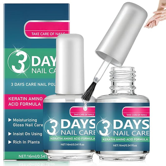 3 Days Nail Care - Keratin Amino Acid Nail Care, for Dry Weak Fragile Nails, Strengthening & Hydrating (16ml, 2pcs)