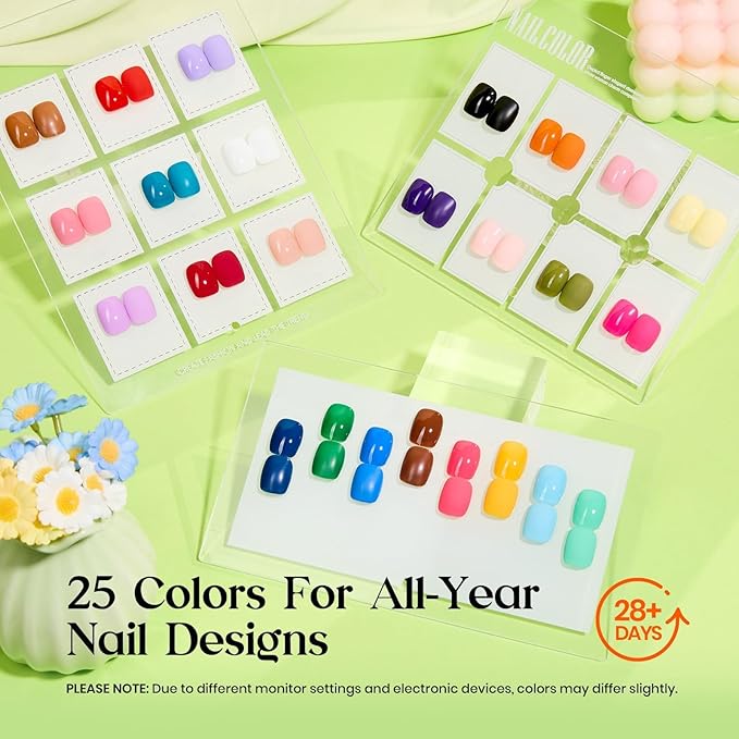 Beetles Gel Nail Polish Kit with U V Light - 25 Colors Gel Polish Set Fall Nail Fest Fragments of Time 45 Pcs Nails Kit with Tools DIY Salon Manicure Set Gifts for Women Girls - One Color One Bottle
