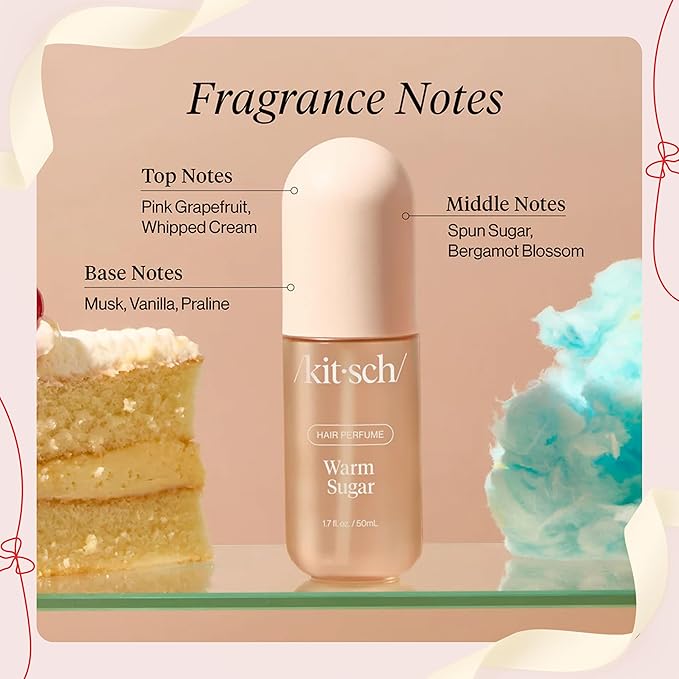 Kitsch Hair Perfume for Women- Warm Sugar and Oak & Amber | Clean, Deodorizing & Patented Odor-Eliminating Technology Hair Spray & Body Mist- Freshen Hair, Pillows | Ideal Gifts for Women - 50mL, 2pcs