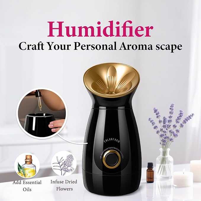 Colorfarm Facial Steamer Nano Ionic: Face Steamer Deep Cleaning Unclogs Pores - Humidifier Hot Mist Home Sauna Spa for Women Men Sinuses Moisturizing