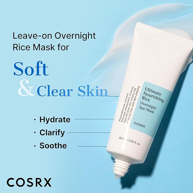 COSRX Ultimate Nourishing Rice Overnight Spa Mask, 60ml / 2.02 fl.oz | Rice Extract 68% and Niacinamide 2%, Korean Skin Care, Stocking Stuffers, Holiday Gifts, Gifts for Women