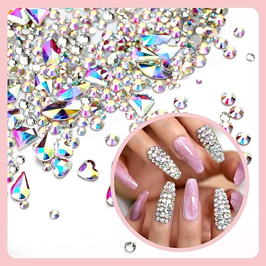 Makartt Nail Decoration Set, 4 Boxes Glitter Sequins & Rhinestones for Spring, Summer, Nail Art, DIY Nail Decoration Accessories Kit