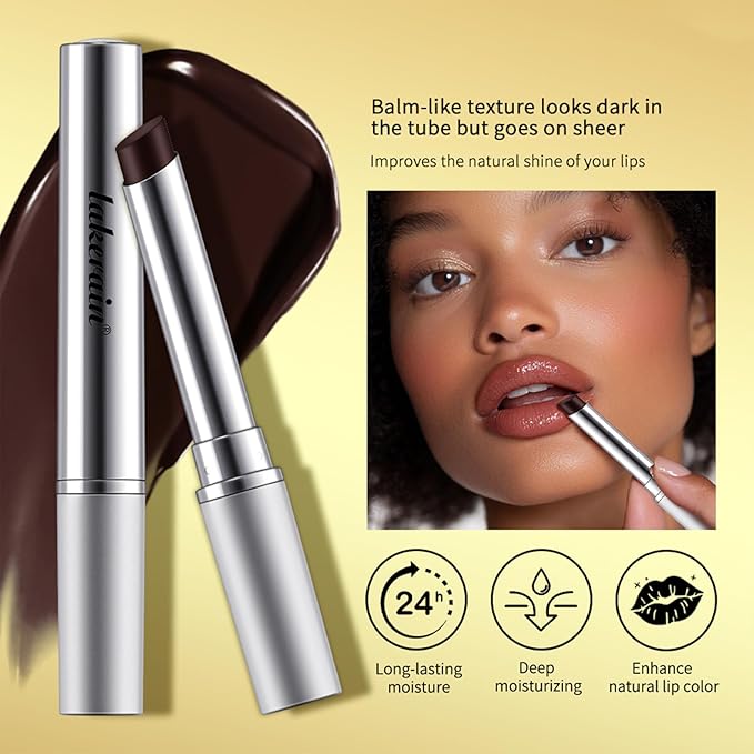 2PCS Honey Lipstick Tinted Lip Balm - Sheer Hydrating Lipstick for All Skin Tones - Moisturizing Lip Color, Nourishing Lip Balm with a Hint of Natural Black Cherry Tint (Black & Nude)