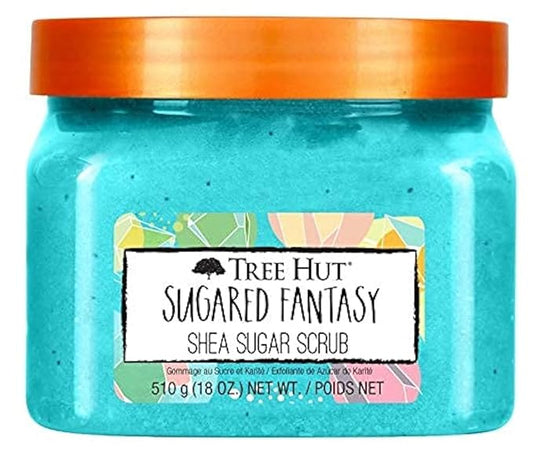 Tree Hut Sugared Fantasy Shea Sugar Scrub, Exfoliating, Hydrating & Moisturizing Body Scrub with Shea Butter & Nourishing Essential Oils, Smooth & Soften Skin, 18 oz