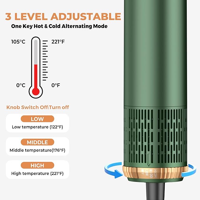 5 in 1 Blow Dryer Brush Set,Hot Air Styler Negative Ion Air Curling Wrap Air Curler, Round Brush Blow Dryer Curling Iron Hair Styling Tools Gift for Dry,Volumize, Straight,Curl,100-120V