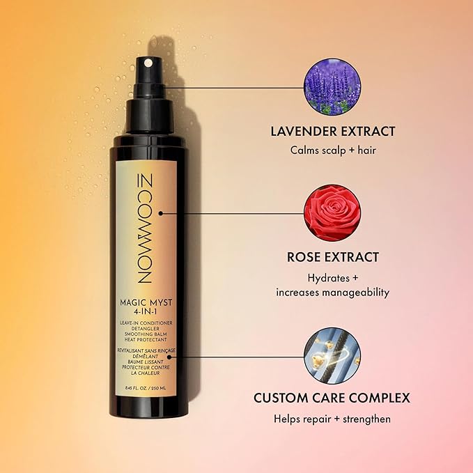 IN COMMON Magic Myst Universal Hair Elixir Travel Size | 4-In-1 Leave-In Conditioner - Detangler - Heat Protectant | 3 oz (Pack of 2)