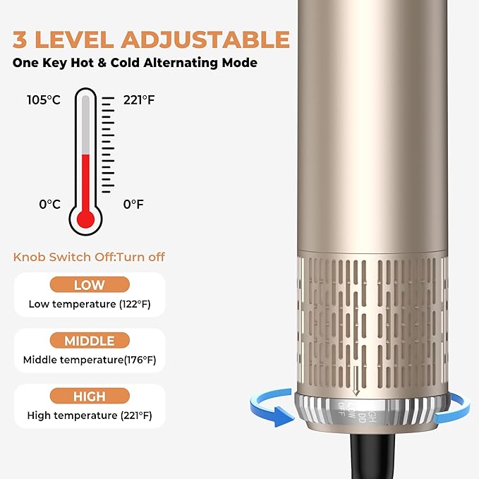 5 in 1 Blow Dryer Brush Set,Hot Air Styler Negative Ion Air Curling Wrap Air Curler, Round Brush Blow Dryer Curling Iron Hair Styling Tools Gift for Dry,Volumize, Straight,Curl,100-120V