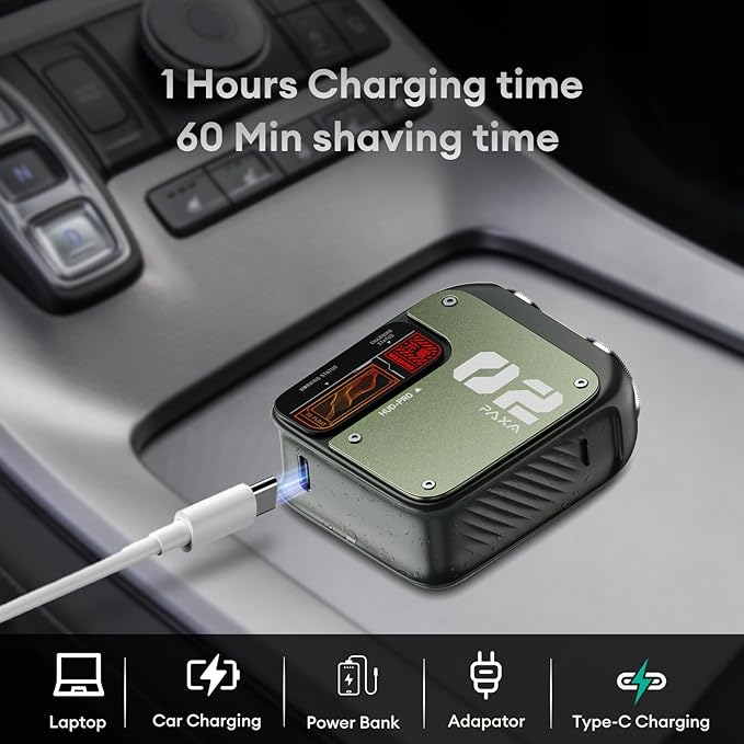 PAXA Mini Electric Shaver for Men,9000Rpm Electric Razor for Men,Magnetic Dual-Head Rotary Pocket Shaver IPX7 Waterproof Wet & Dry for Shaving Face,USB-C Rechargeable for Home,Car,Travel(Green)