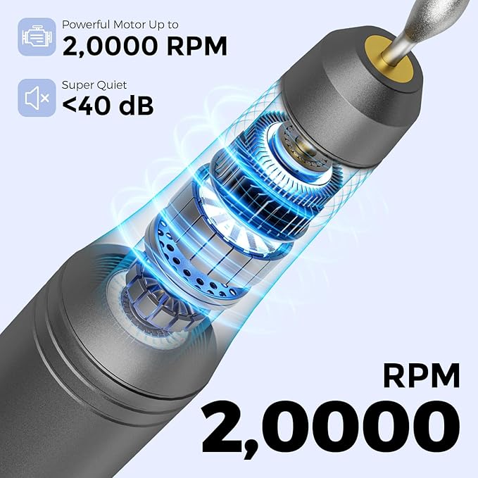 Cordless Electric Nail Drill Kit Professional Portable Electric Nail File Set Machine for Acrylic Gel Nails,Toenail Hand Feet Care,9 Speed with LED Display Ideal Gift for Men and Women-DeepGrey