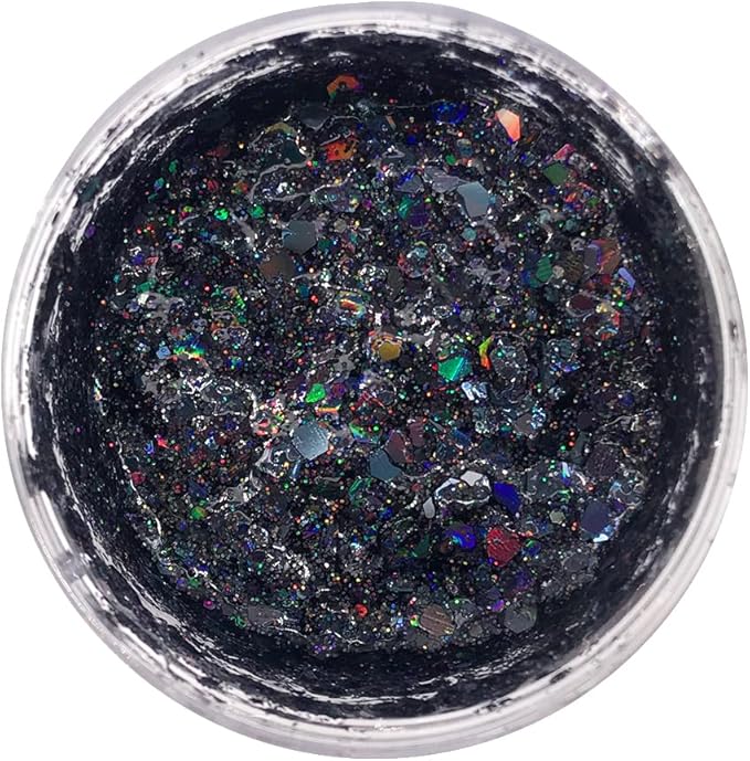 Black - Holographic Body Glitter Gel for Body, Face, Hair - Vegan & Cruelty Free - Electric Bliss Beauty (Black)